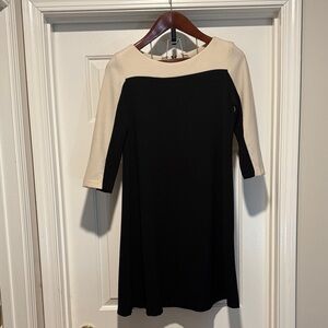 Julian Taylor Black and Cream Long Sleeve Dress